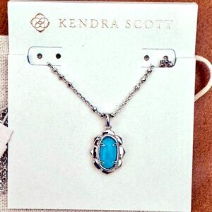 Kendra Scott Piper Silver Pendant Necklace in Variegated Turquoise